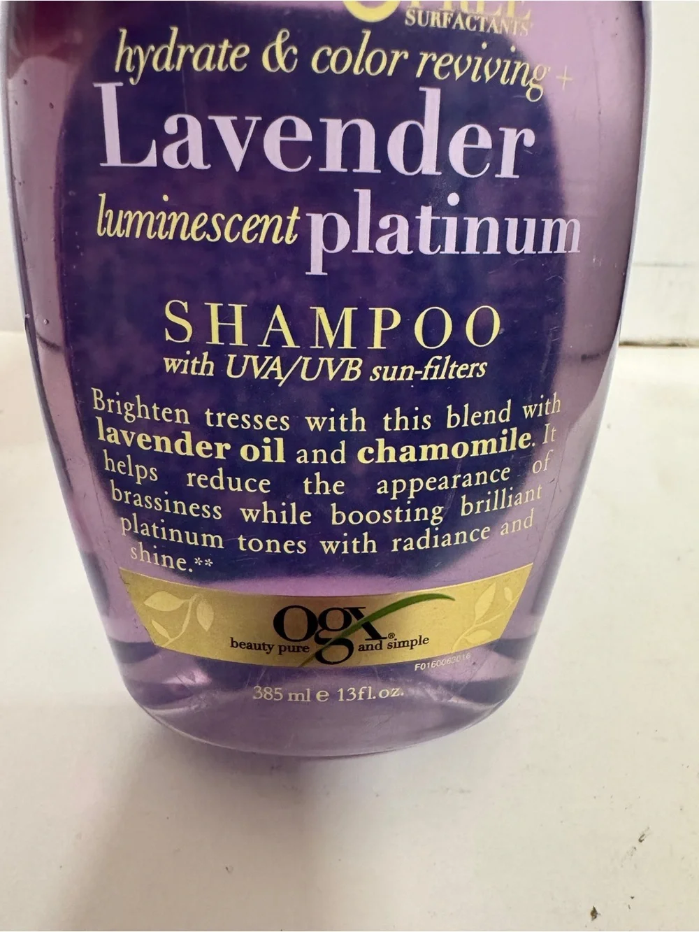 OGX Hydrate & Color Reviving + Lavender Luminescent Platinum Shampoo 13 Oz